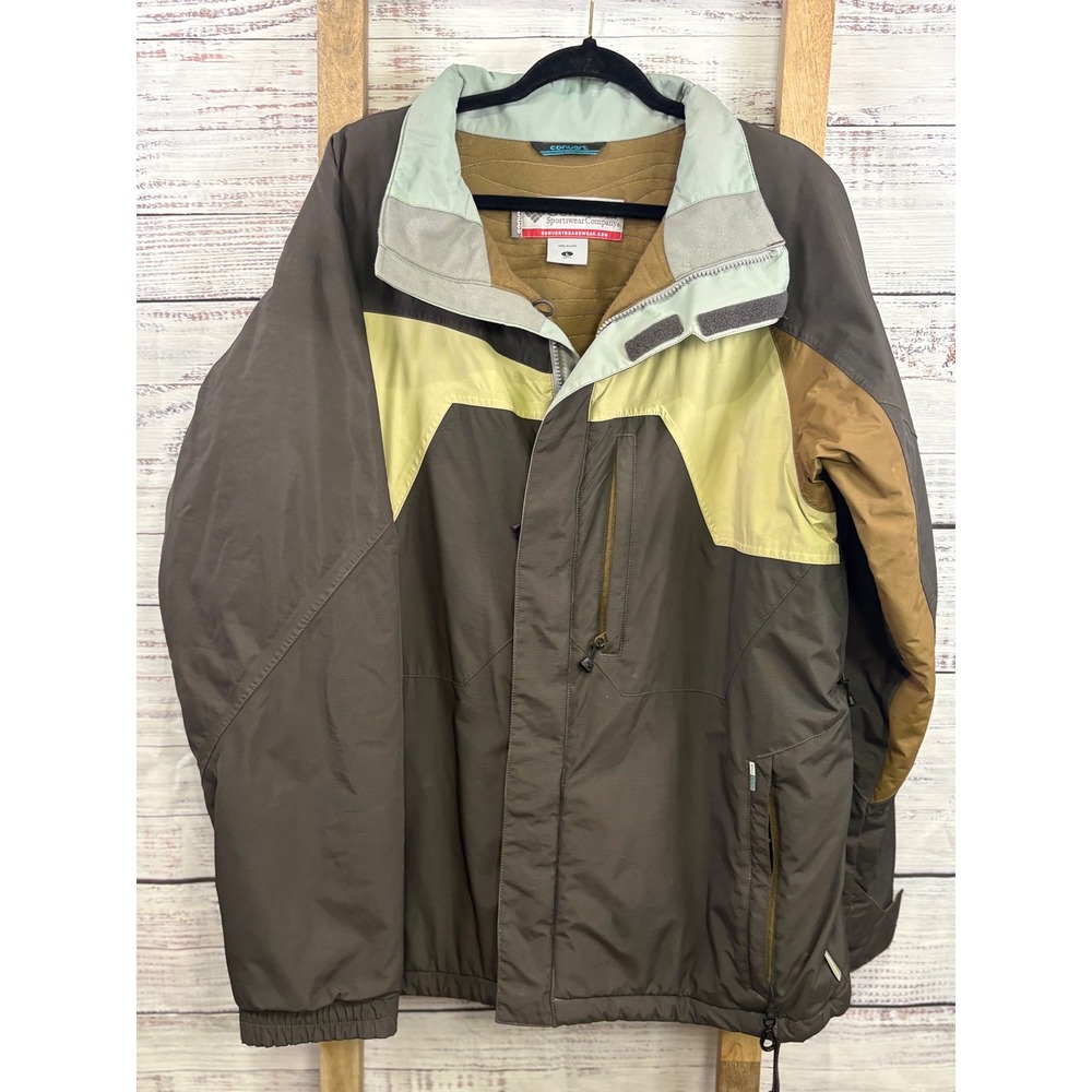 Columbia Convert Ski Jacket Mens Large Brown Base TRX‎ Waterproof Snowboard Coat